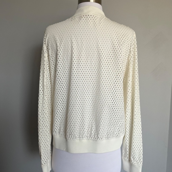Rebecca Taylor Laser cut poplin bomber ivory white  jacket 6 M - Picture 10 of 12